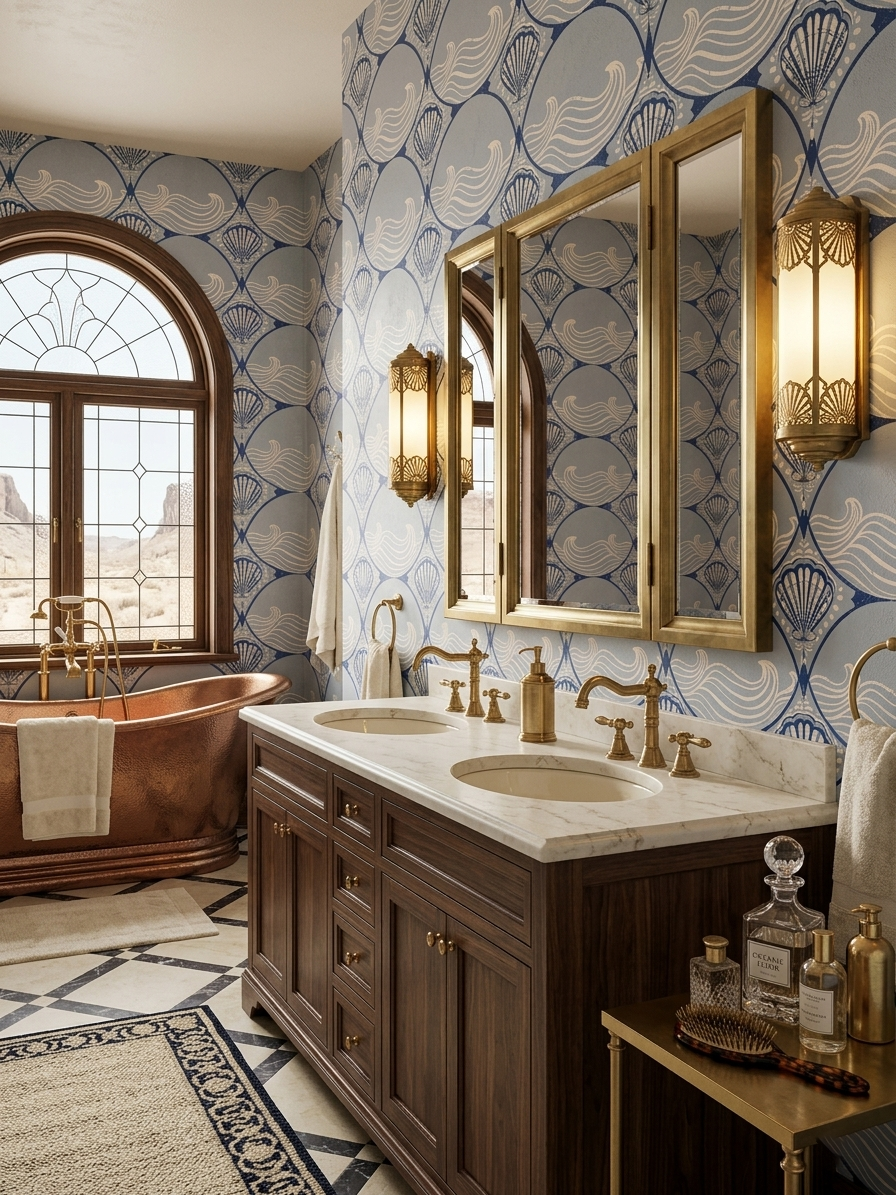 Art Deco Ocean Shells Wallpaper⁠