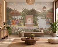 Enchanted Garden of Raag mural with carved fountain and lotus pond, GD13090