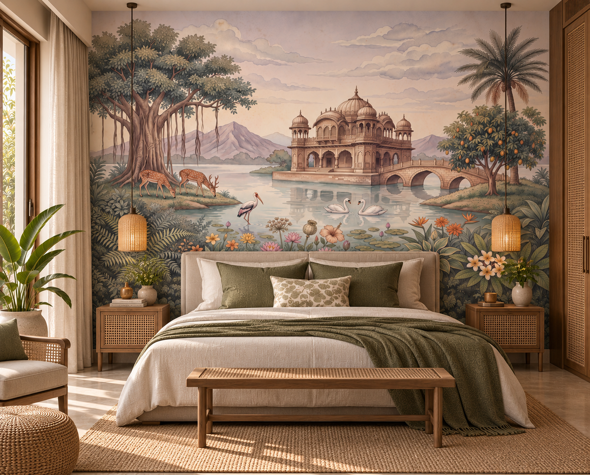 The Enchanted Lake Palace Wall Mural - RJM09