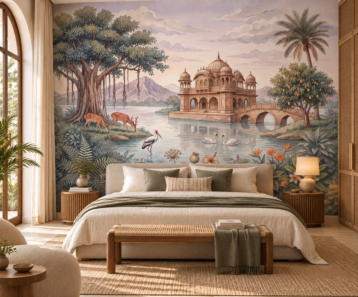 The Enchanted Lake Palace Wall Mural - RJM09