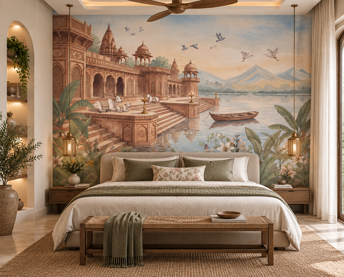 The Sacred Ghats at Dawn Wall Mural - RJM11