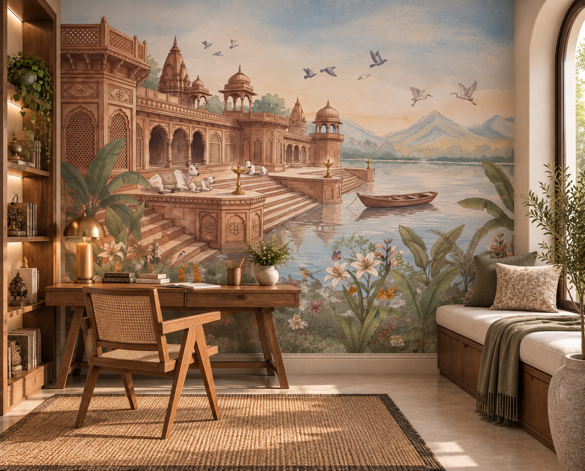 The Sacred Ghats at Dawn Wall Mural - RJM11