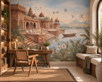 The Sacred Ghats at Dawn Wall Mural - RJM11