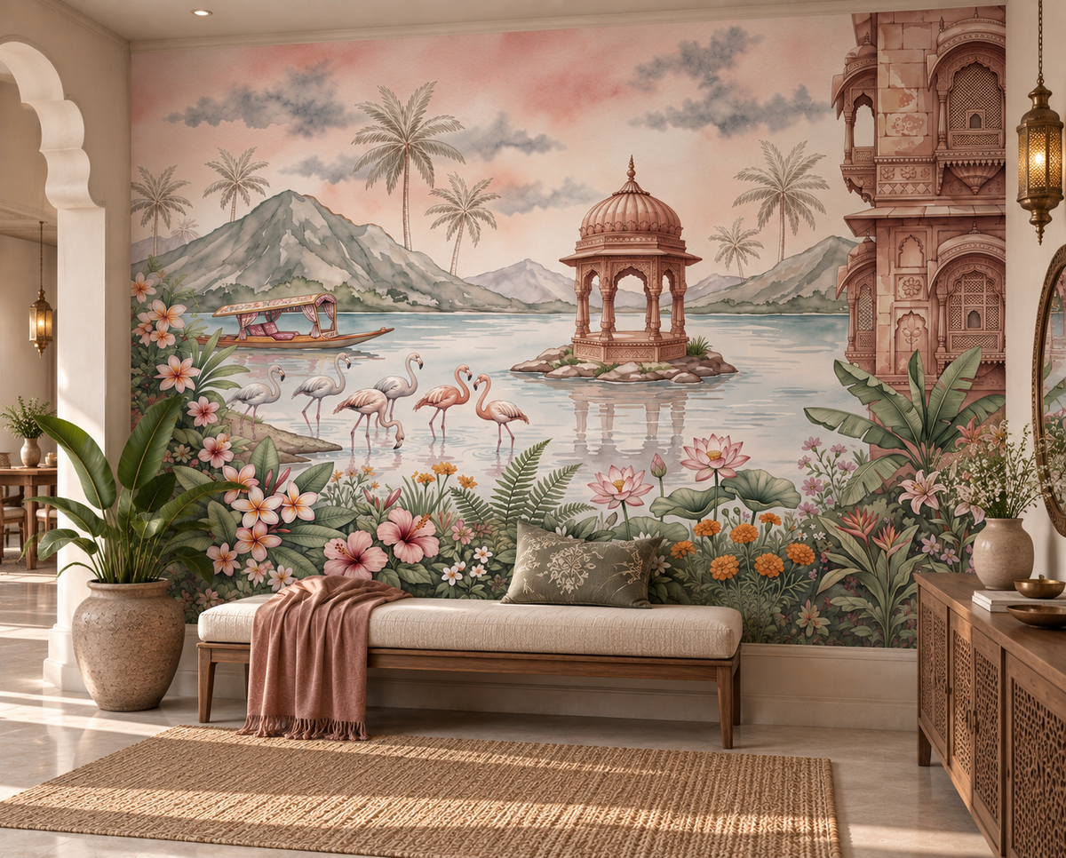 The Flamingo Lake Pavilion Wall Mural - RJM15