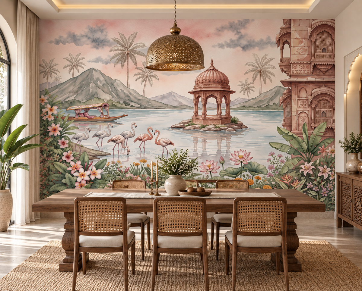 The Flamingo Lake Pavilion Wall Mural - RJM15