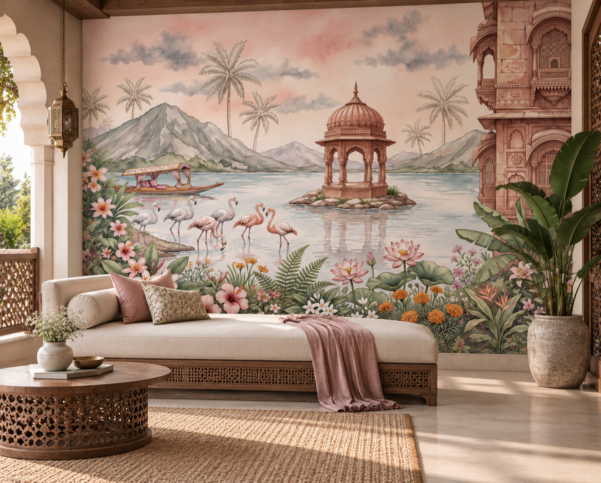 The Flamingo Lake Pavilion Wall Mural - RJM15