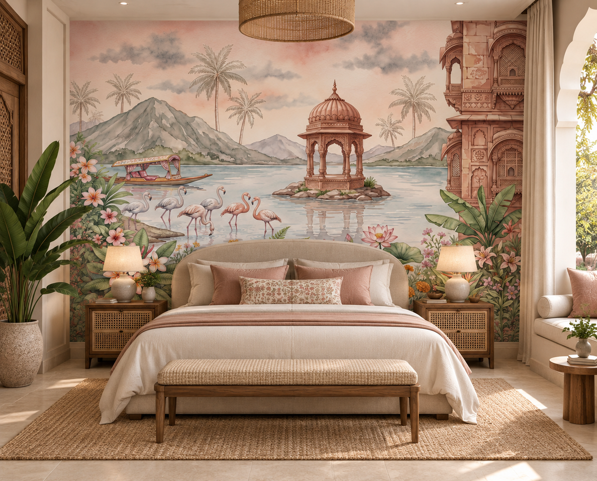 The Flamingo Lake Pavilion Wall Mural - RJM15