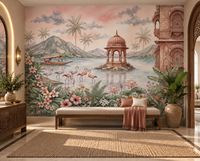 The Flamingo Lake Pavilion Wall Mural - RJM15