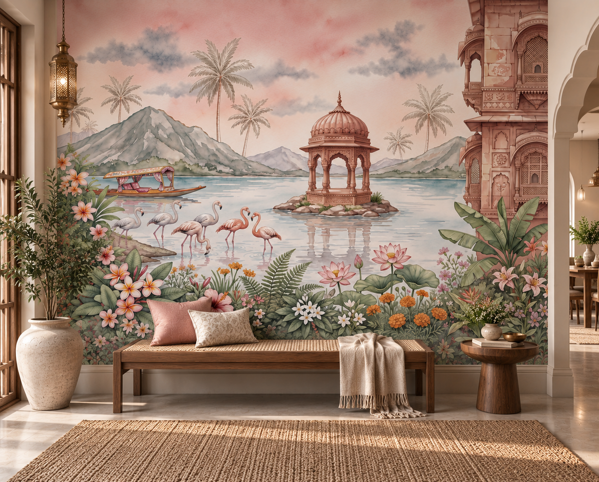 The Flamingo Lake Pavilion Wall Mural - RJM15
