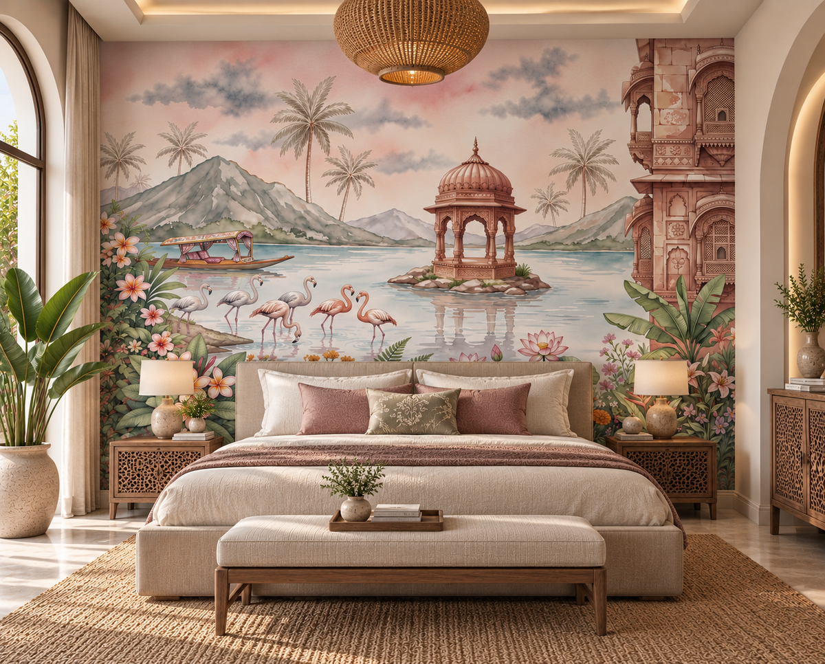 The Flamingo Lake Pavilion Wall Mural - RJM15