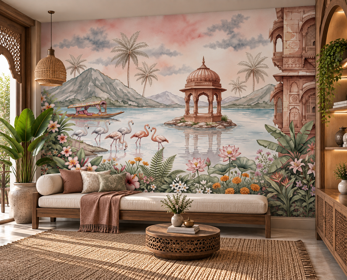 The Flamingo Lake Pavilion Wall Mural - RJM15