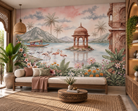 The Flamingo Lake Pavilion Wall Mural - RJM15