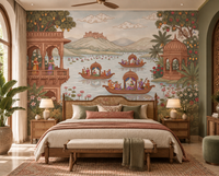 Pichwai Lake Reverie Wall Mural - RJM17