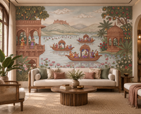 Pichwai Lake Reverie Wall Mural - RJM17