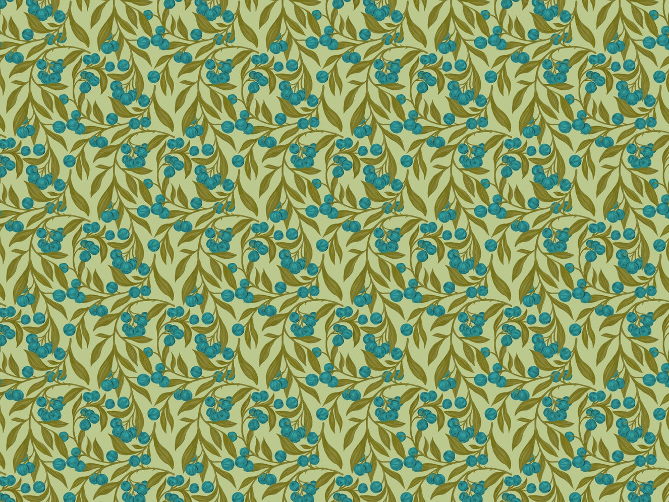 Autumn Berries Blue Wallpaper Murals