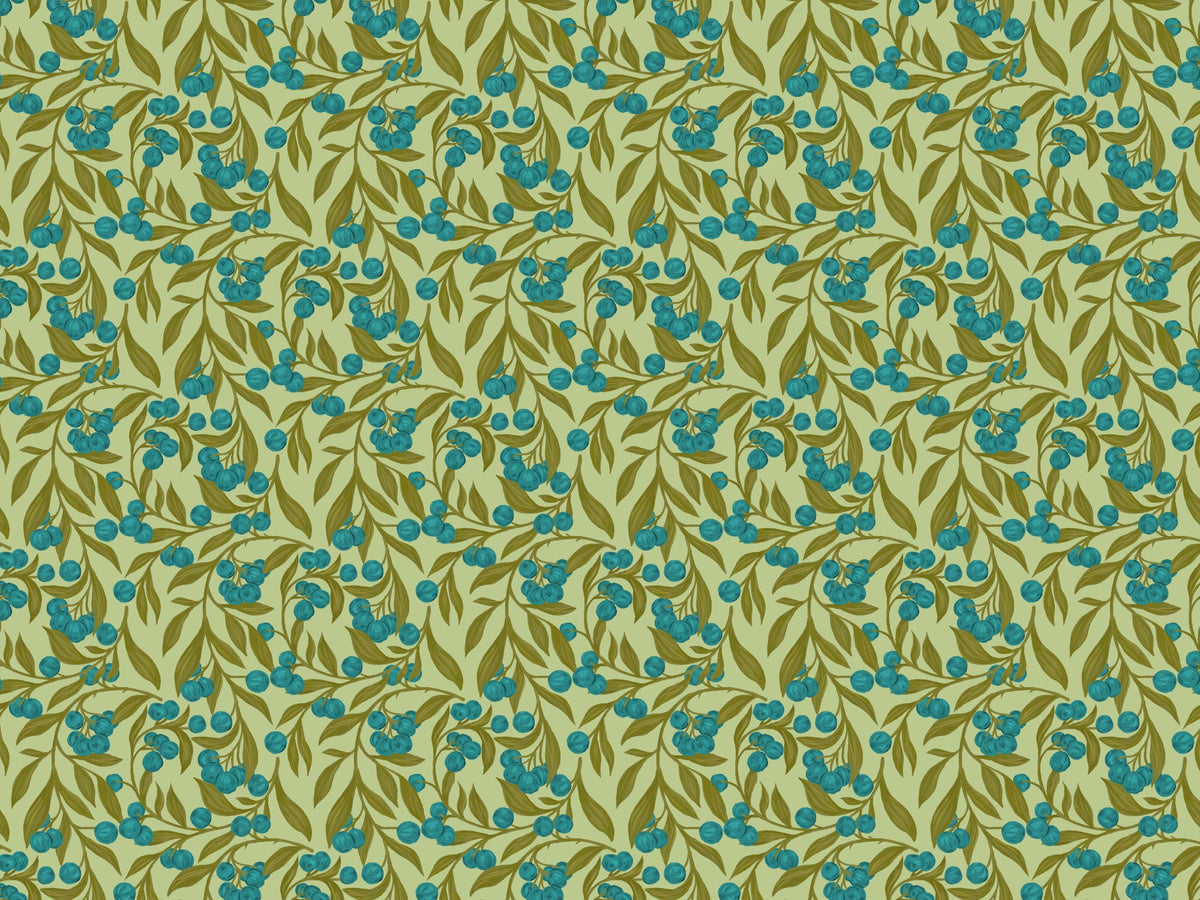 Autumn Berries Blue Wallpaper Murals