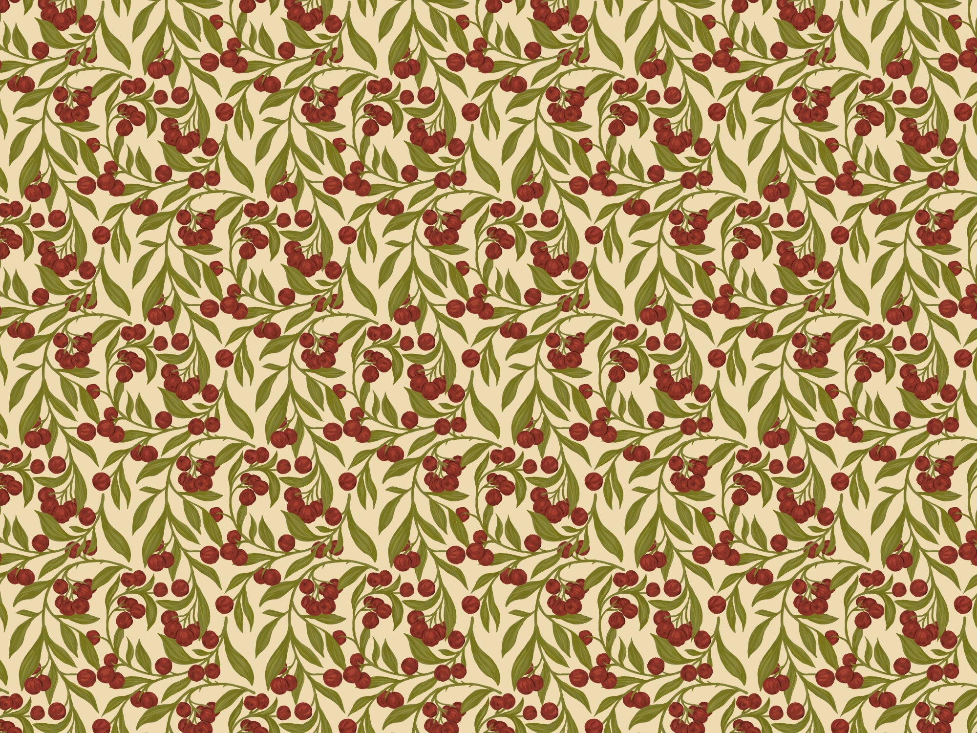 Autumn Berries Red Wallpaper Murals in your room — zoomed