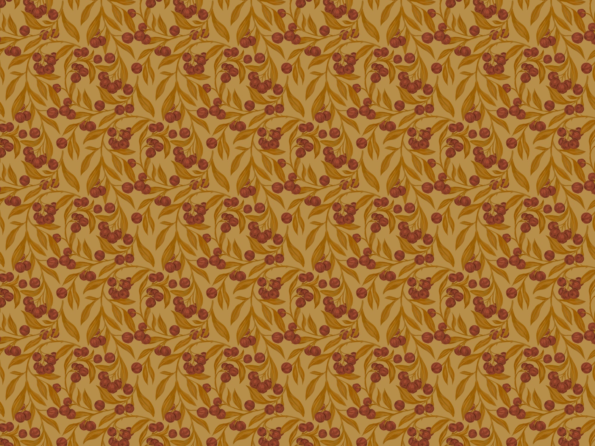 Autumn Berries Rustic Wallpaper Murals