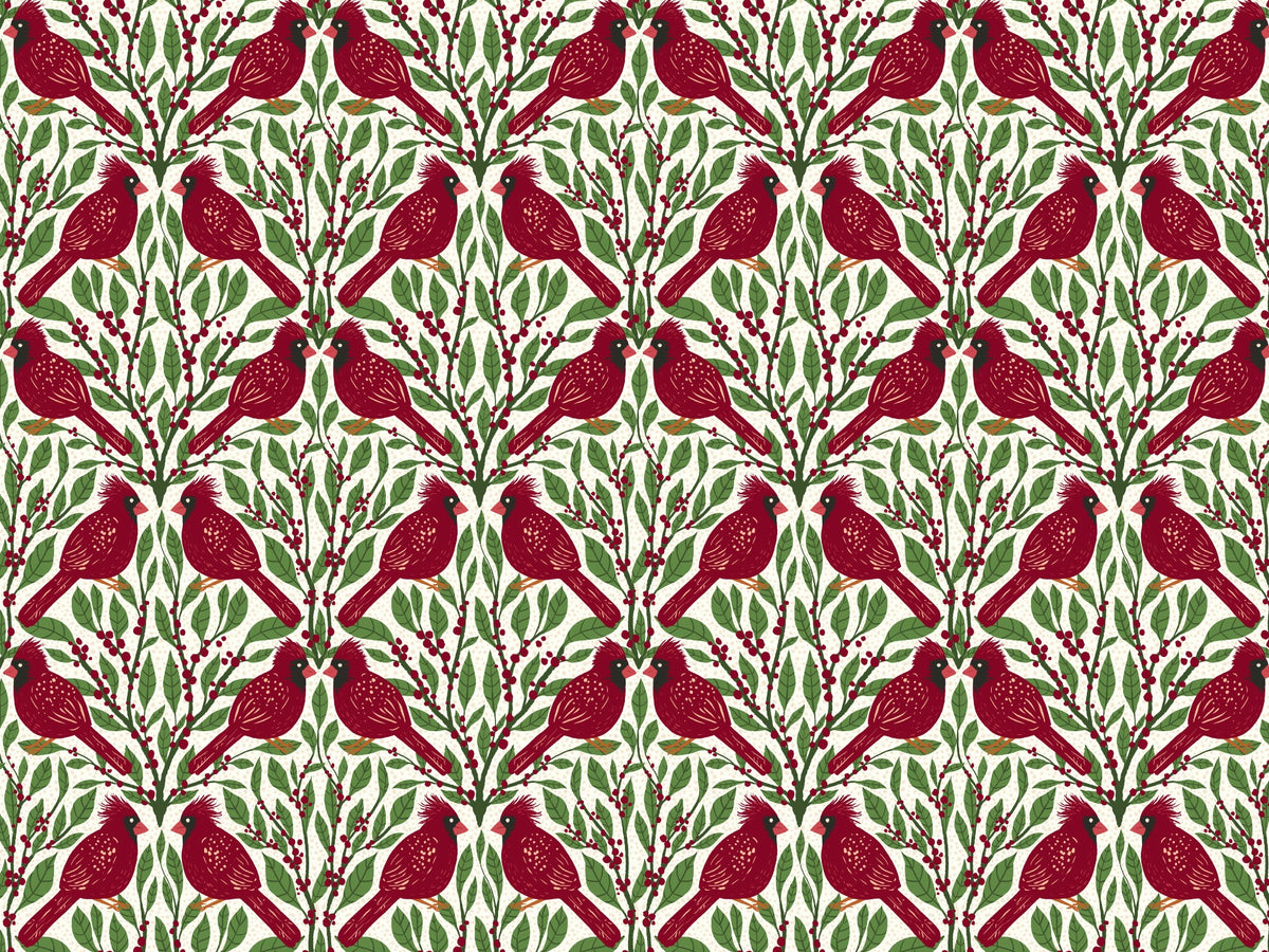 Burgundy Red Cardinals Wallpaper Murals in your room — zoomed