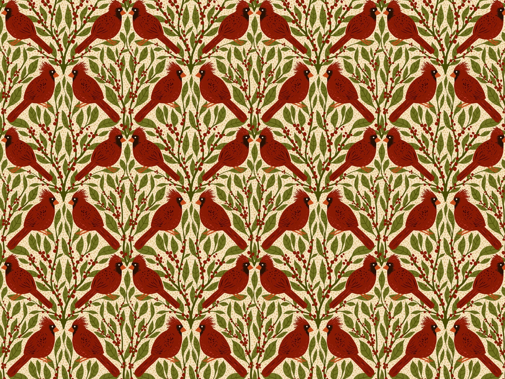 Vintage Red Cardinals Wallpaper Murals