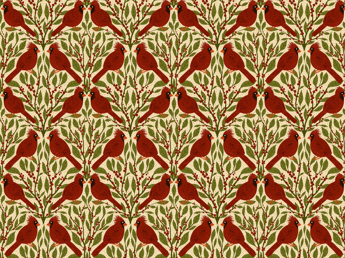Vintage Red Cardinals Wallpaper Murals in your room — zoomed
