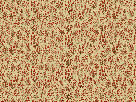 Ditsy Mushrooms Red Wallpaper