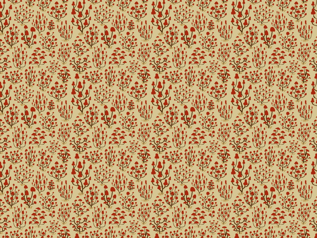 Ditsy Mushrooms Red Wallpaper