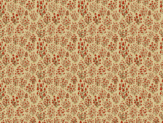 Ditsy Mushrooms Red Wallpaper