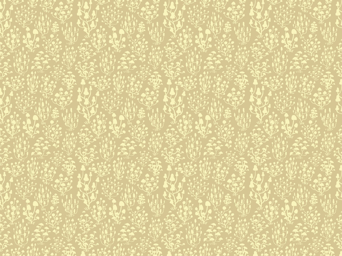 Ditsy Mushrooms Yellow Wallpaper