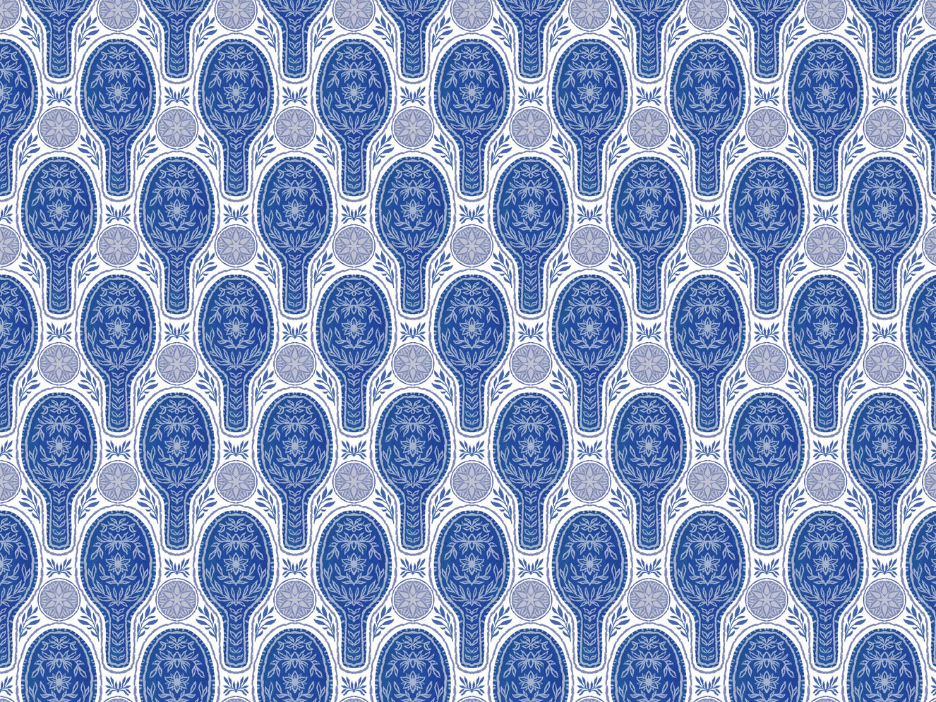 Floral Rockets Blue Wallpaper