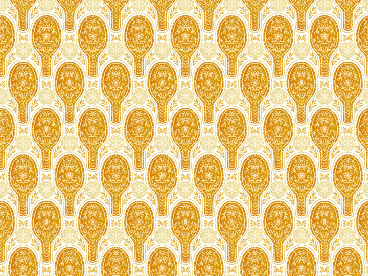 Floral Rockets Golden Yellow Wallpaper