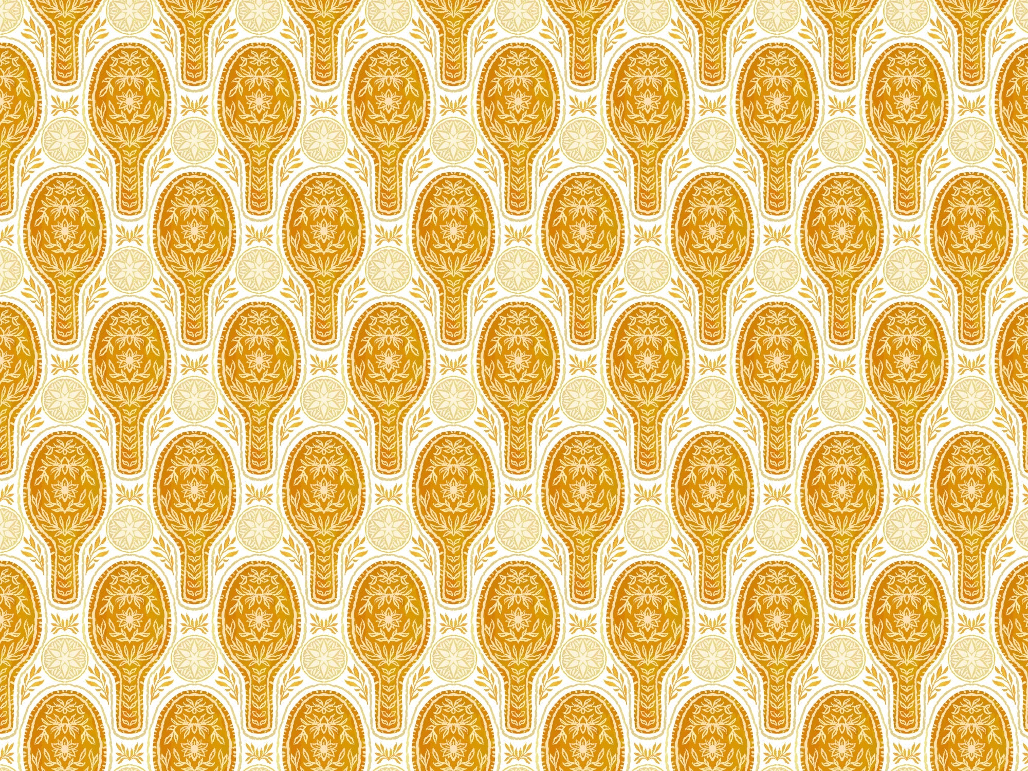 Floral Rockets Golden Yellow Wallpaper