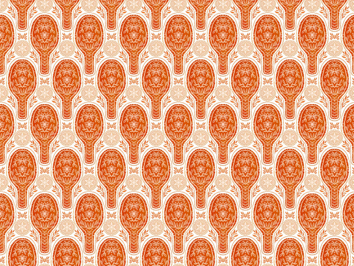 Floral Rockets Red Wallpaper in your room — zoomed
