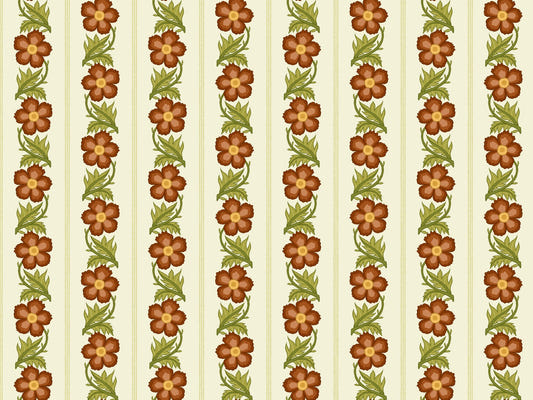 Floral Stripe Red Wallpaper
