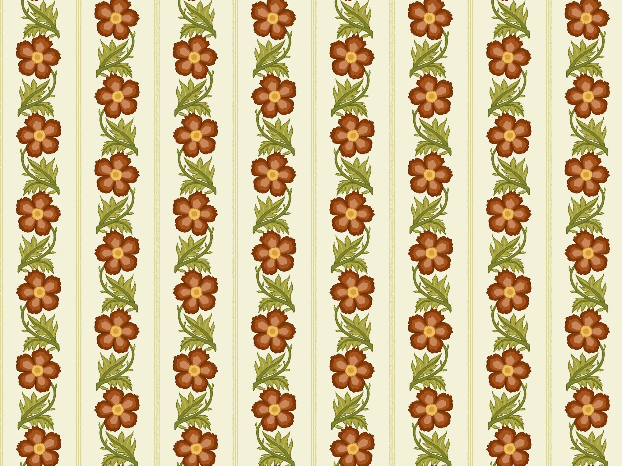 Floral Stripe Red Wallpaper