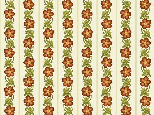Floral Stripe Red Wallpaper