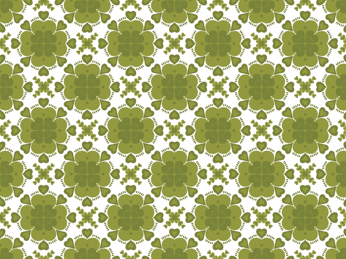 Green Clover Geometric Wallpaper in your room — zoomed