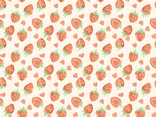 Heartful Strawberries Wallpaper Murals