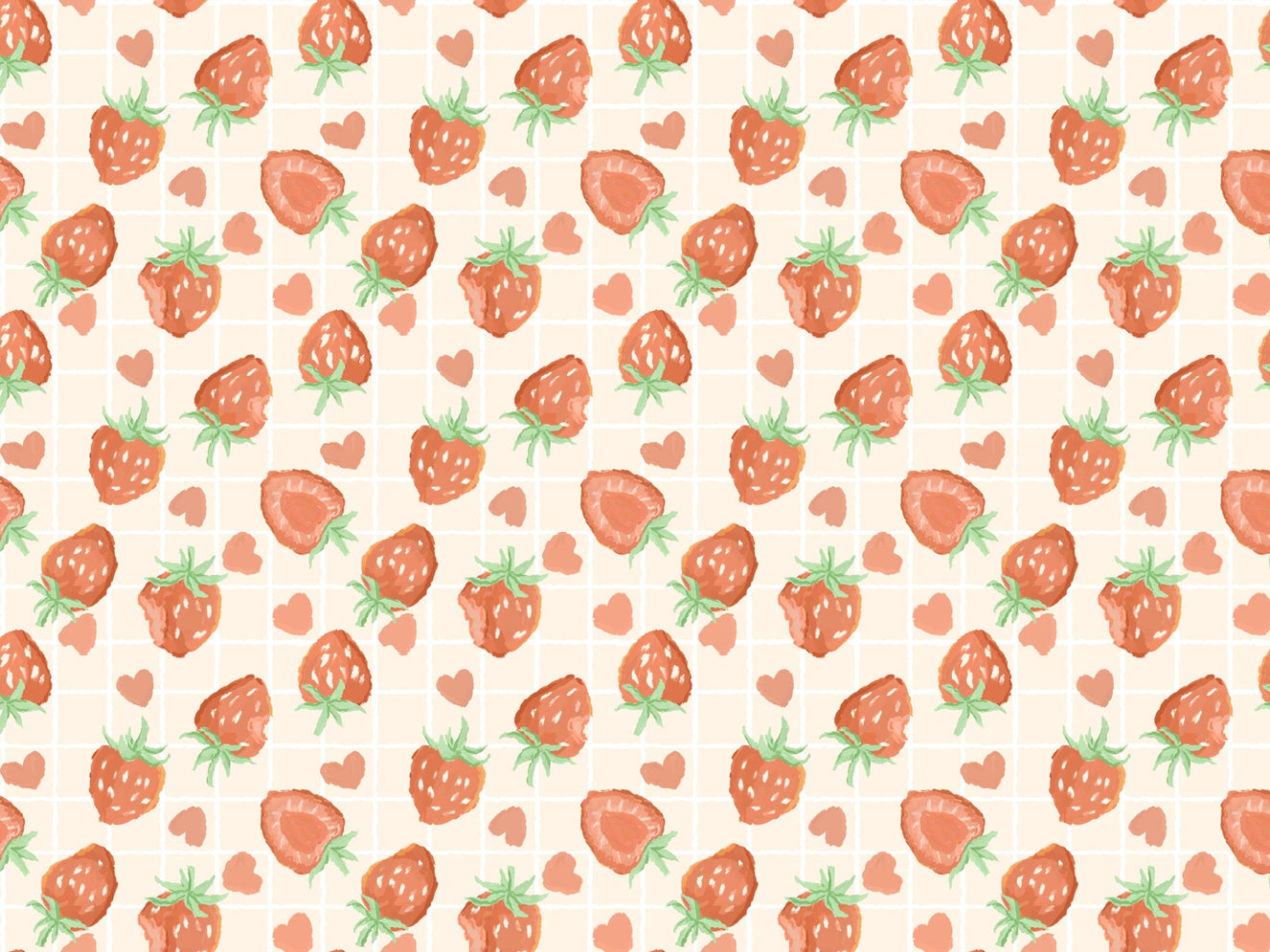 Heartful Strawberries Wallpaper Murals