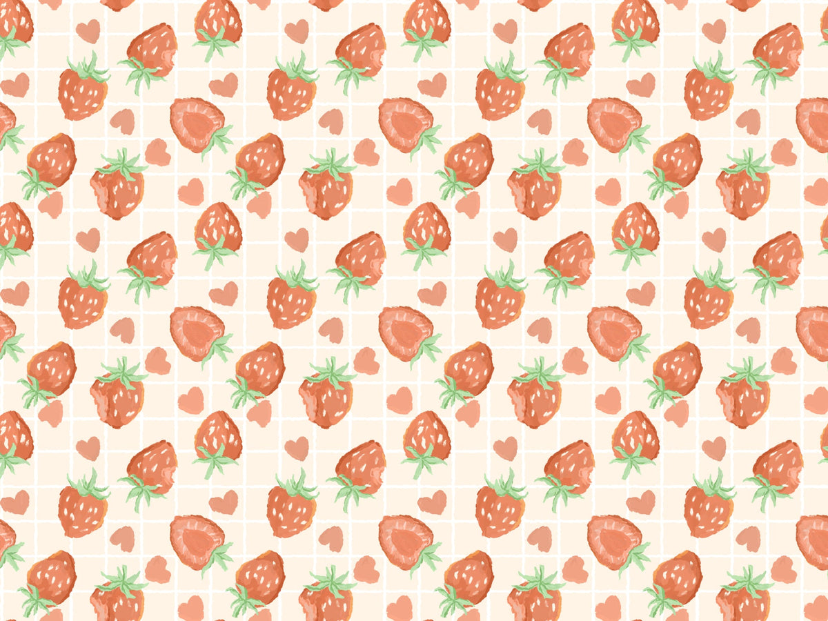 Heartful Strawberries Wallpaper Murals