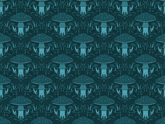 Heritage Mushroom Blue Wallpaper