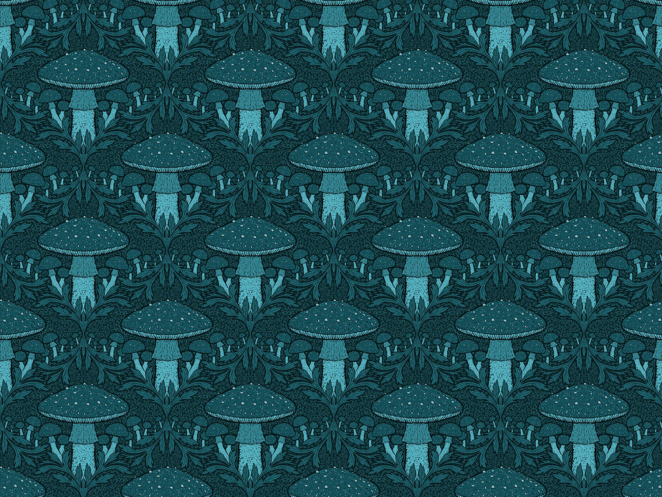 Heritage Mushroom Blue Wallpaper
