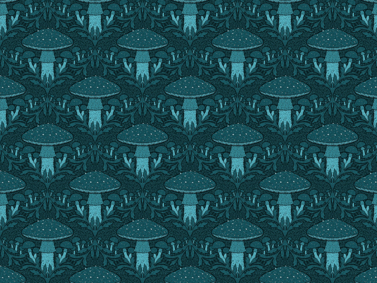Heritage Mushroom Blue Wallpaper