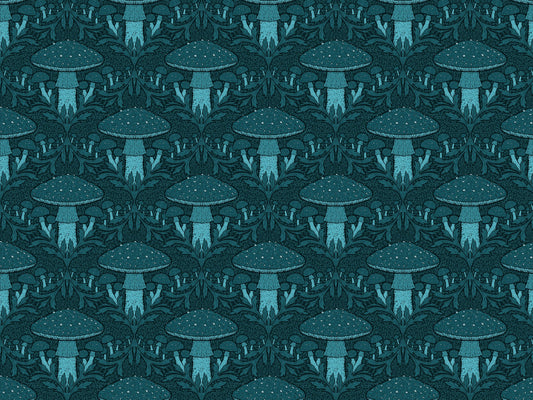 Heritage Mushroom Blue Wallpaper