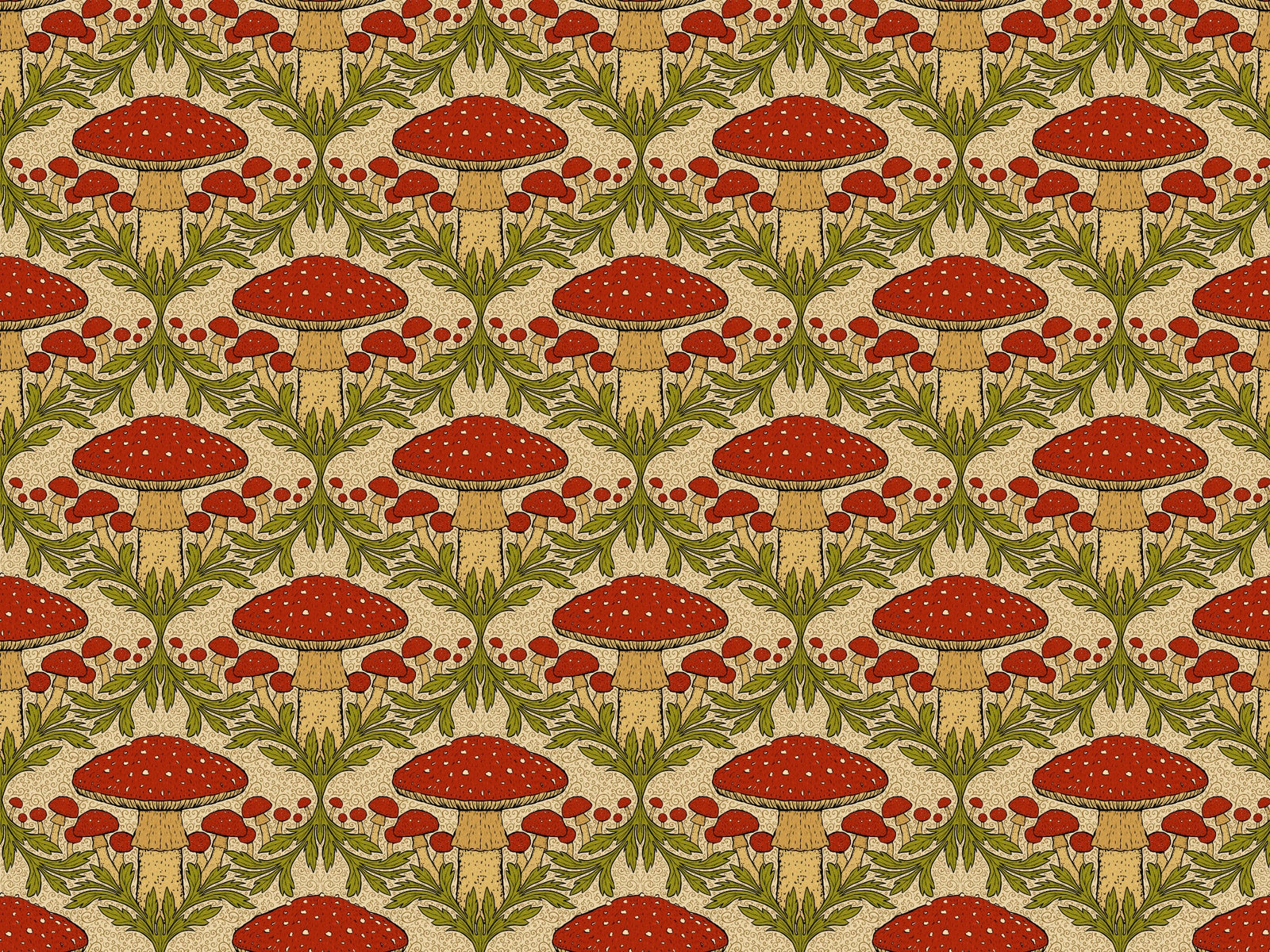 Heritage Mushroom Red Wallpaper