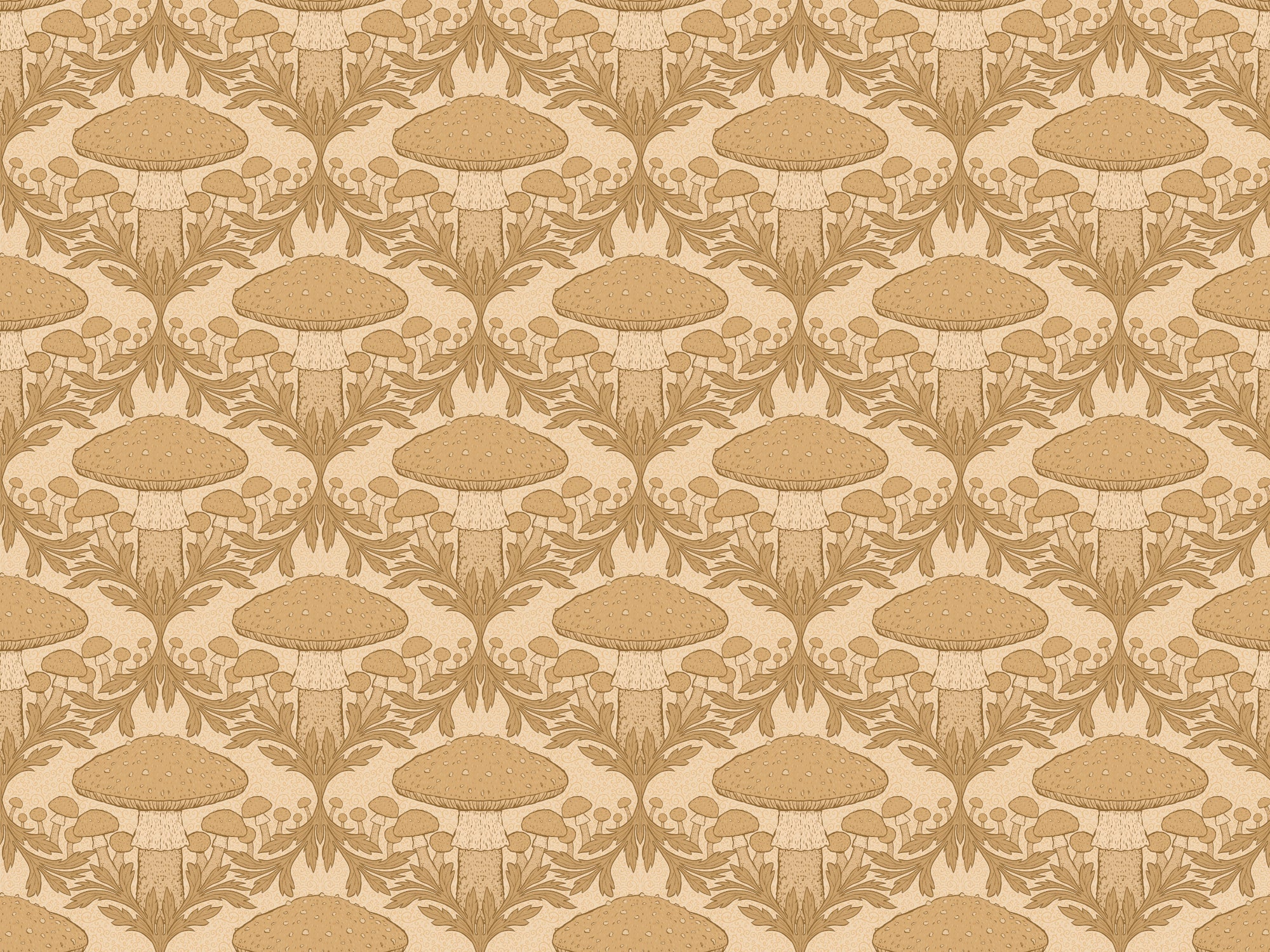 Beige Heritage Mushroom Wallpaper