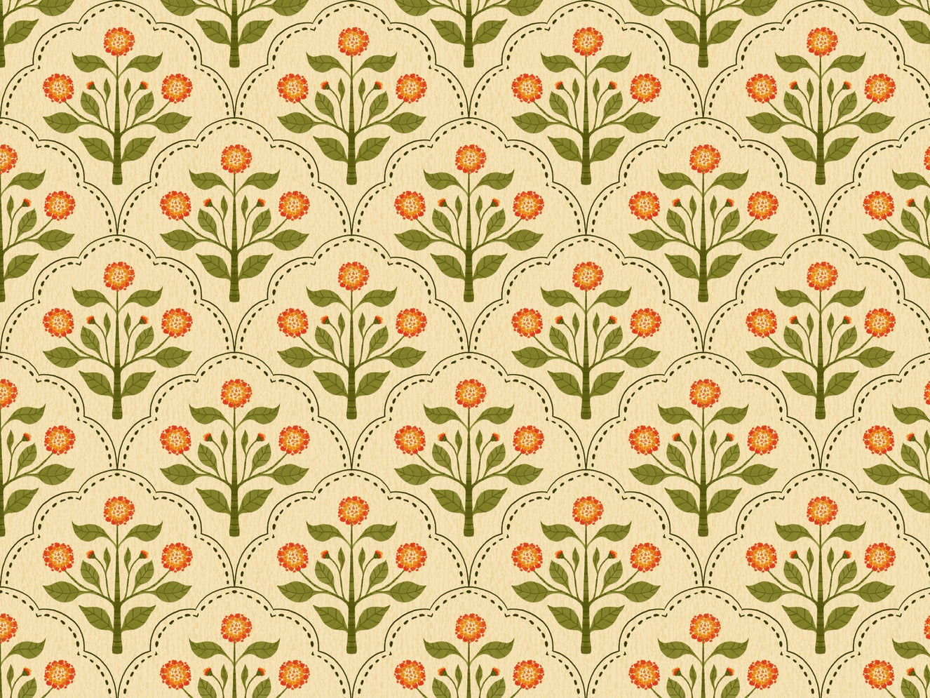 Orange Lantana Flowers Wallpaper