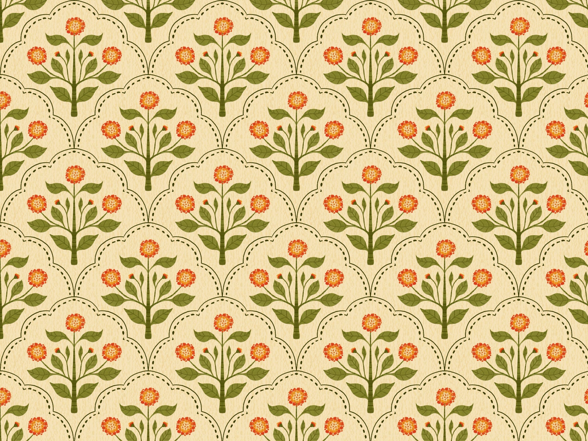 Orange Lantana Flowers Wallpaper