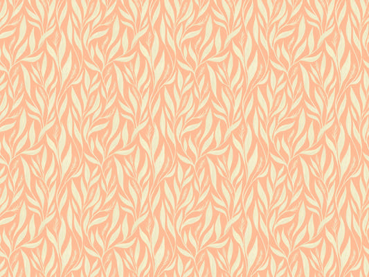 Peach and White Leavescapes Wallpaper