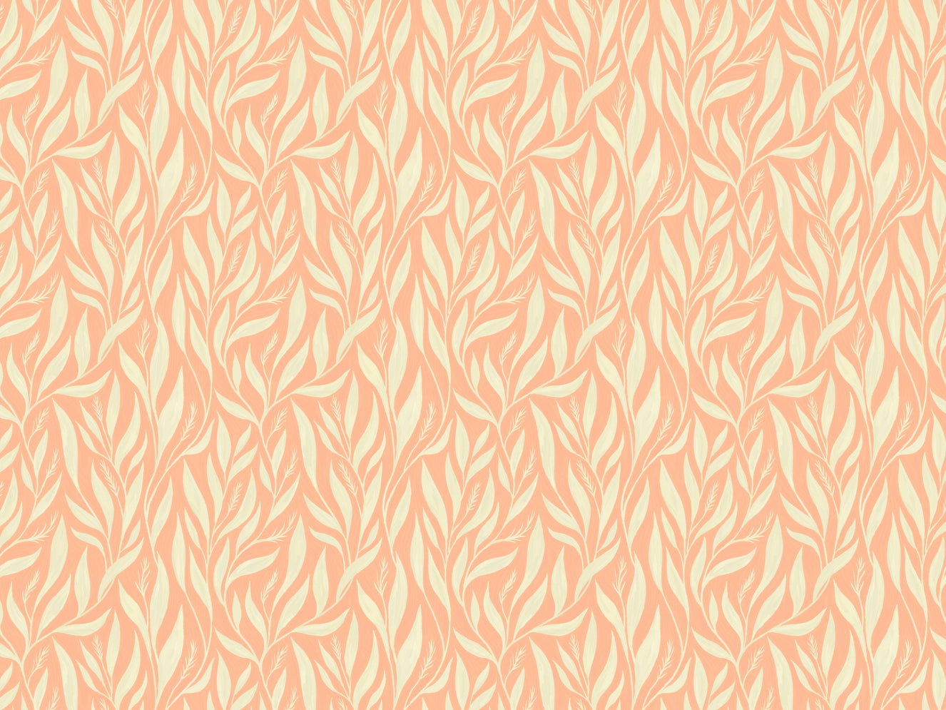Peach and White Leavescapes Wallpaper